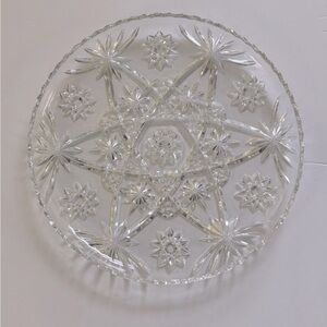 💕 Vintage Mid-Century Modern Pressed Glass Star of David Pattern Serving Platter